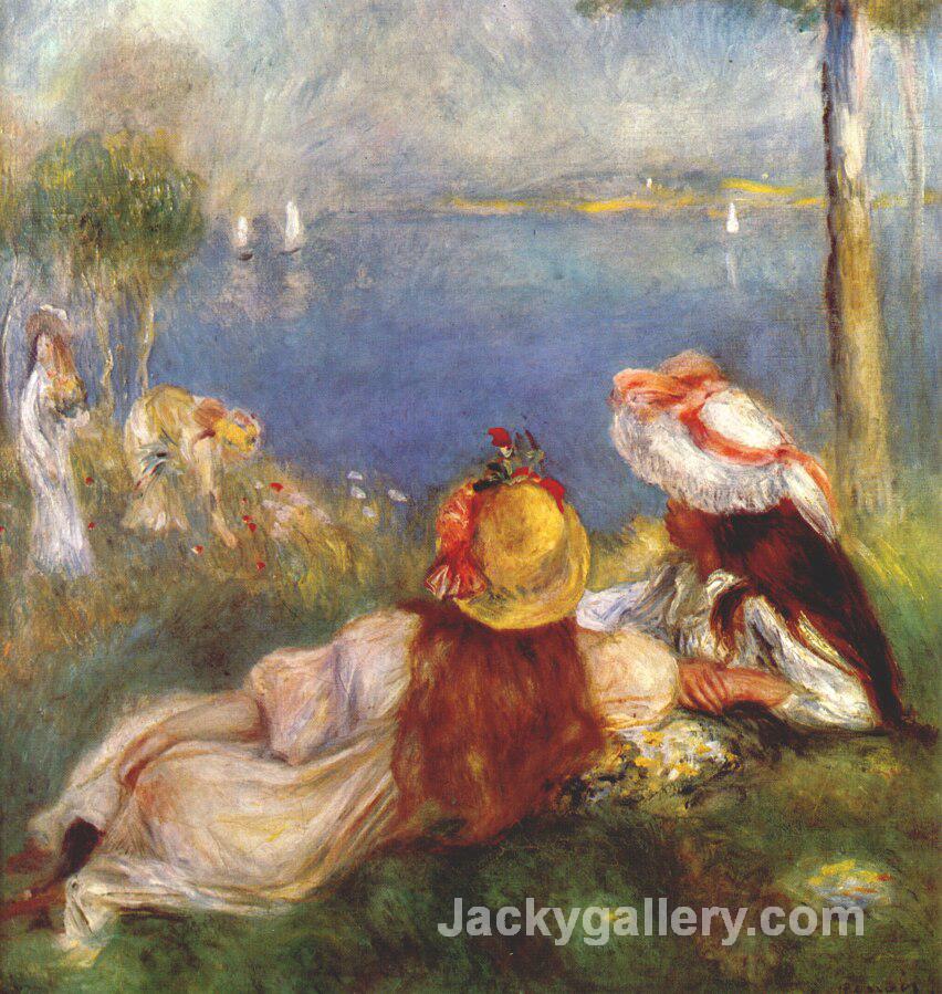 Girls on the seashore by Pierre Auguste Renoir paintings reproduction